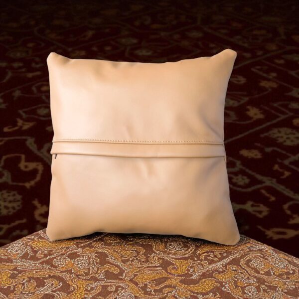 Quilted 2 Set Cushion Cover in Diamond Stitching – Cagnac Orange Genuine Leather Size 16x16 Inches | Handmade Leather Pillow Cover | Home Decor - Image 3