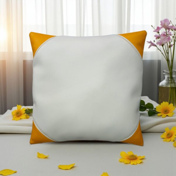 Off‑White & Yellow Synthetic Leather 2 Set Pillow Cover – 16″ × 16″ Decorative Leather Cushion by FancyGenuineLeather - Image 7