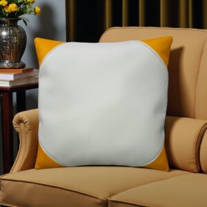 Off‑White & Yellow Synthetic Leather 2 Set Pillow Cover – 16″ × 16″ Decorative Leather Cushion by FancyGenuineLeather