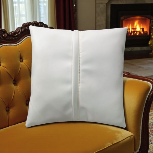Off‑White & Yellow Synthetic Leather 2 Set Pillow Cover – 16″ × 16″ Decorative Leather Cushion by FancyGenuineLeather - Image 5