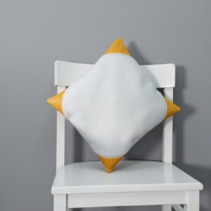 Off‑White & Yellow Synthetic Leather 2 Set Pillow Cover – 16″ × 16″ Decorative Leather Cushion by FancyGenuineLeather