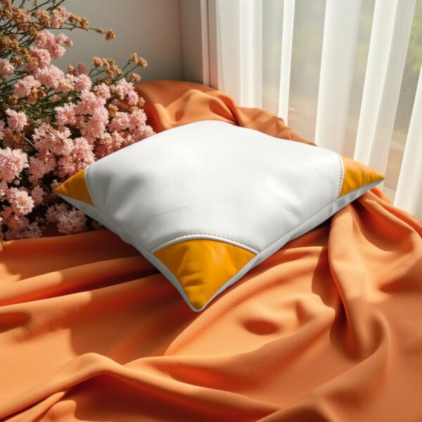 Off‑White & Yellow Synthetic Leather 2 Set Pillow Cover – 16″ × 16″ Decorative Leather Cushion by FancyGenuineLeather - Image 8