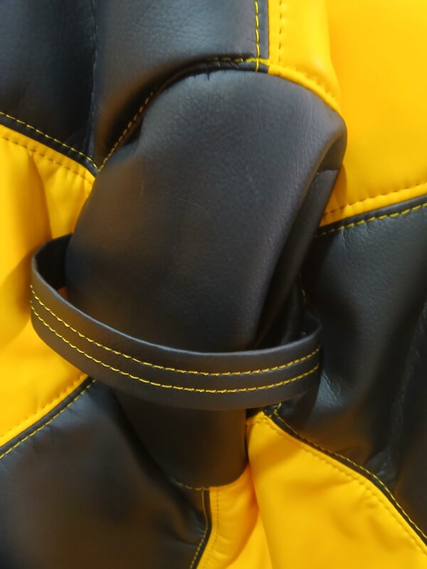 Yellow & Black Modern Bean Bag Cover in Synthetic Leather for Luxurious Decor & comfort Seating by FANCY GENUINE LEATHER (Cover Only) - Image 8