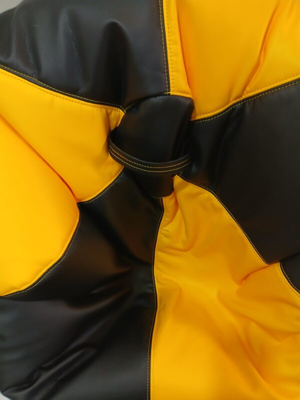 Yellow & Black Modern Bean Bag Cover in Synthetic Leather for Luxurious Decor & comfort Seating by FANCY GENUINE LEATHER (Cover Only) - Image 9