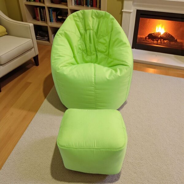 Modern Bean Bag with Ottoman Footrest – Premium Parachute Fabric - Image 4