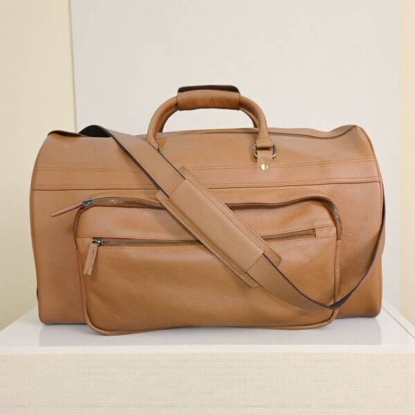 Genuine Leather Travel Trolley Duffel Bag – 22" Rolling Luggage with Multi Pockets - Image 2