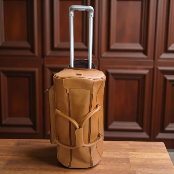 Genuine Leather Travel Trolley Duffel Bag – 22" Rolling Luggage with Multi Pockets - Image 5