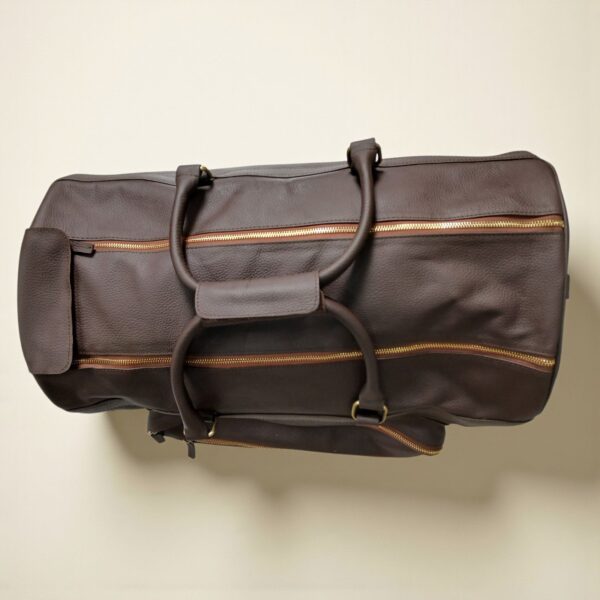 Genuine Leather Travel Trolley Duffel Bag – 22" Rolling Luggage with Multi Pockets - Image 10