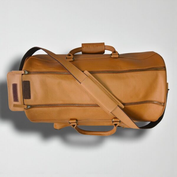 Genuine Leather Travel Trolley Duffel Bag – 22" Rolling Luggage with Multi Pockets - Image 14