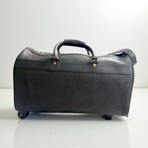 Genuine Leather Travel Trolley Duffel Bag – 22" Rolling Luggage with Multi Pockets - Image 9