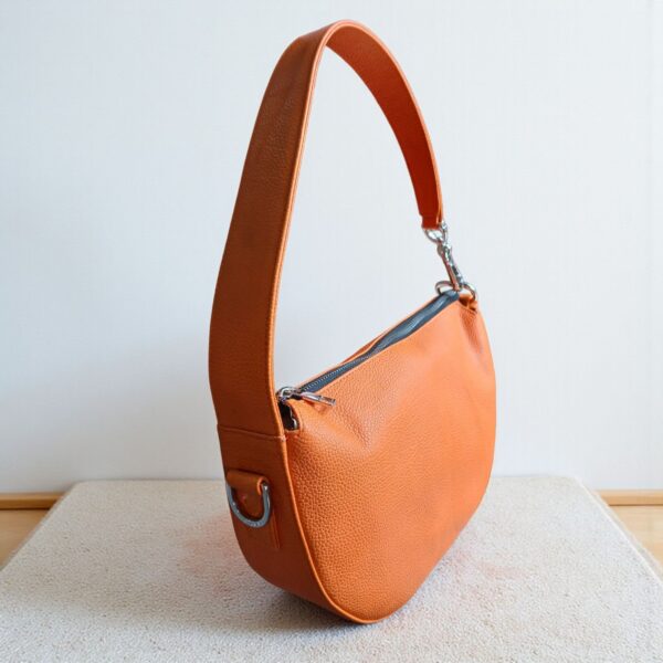 Orange Genuine Leather Half Moon Shoulder Bag – Stylish Women’s Handbag - Image 17