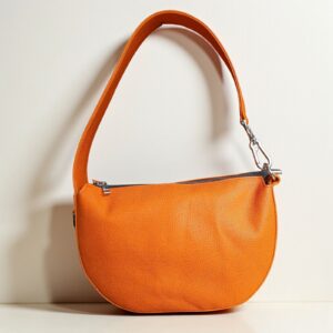 Orange Genuine Leather Half Moon Shoulder Bag – Stylish Women’s Handbag
