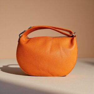 Orange Genuine Leather Half Moon Shoulder Bag – Stylish Women’s Handbag