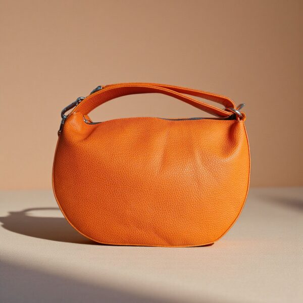 Orange Genuine Leather Half Moon Shoulder Bag – Stylish Women’s Handbag - Image 2