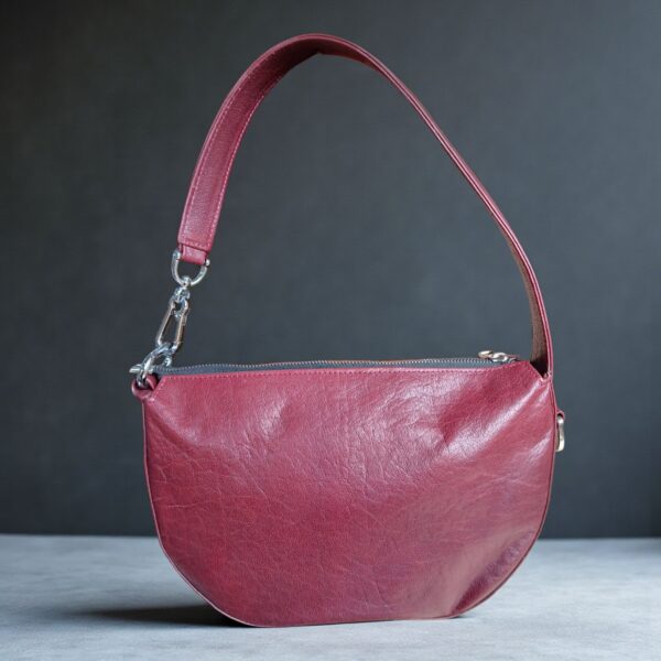 Orange Genuine Leather Half Moon Shoulder Bag – Stylish Women’s Handbag - Image 6