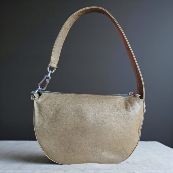 Orange Genuine Leather Half Moon Shoulder Bag – Stylish Women’s Handbag - Image 4