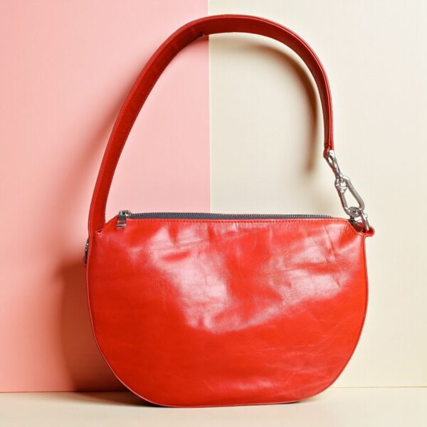Orange Genuine Leather Half Moon Shoulder Bag – Stylish Women’s Handbag - Image 3