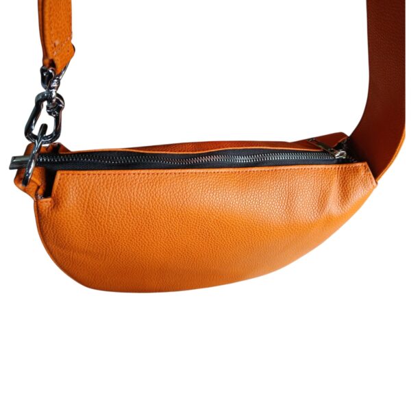 Orange Genuine Leather Half Moon Shoulder Bag – Stylish Women’s Handbag - Image 16