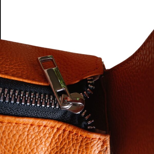 Orange Genuine Leather Half Moon Shoulder Bag – Stylish Women’s Handbag - Image 14