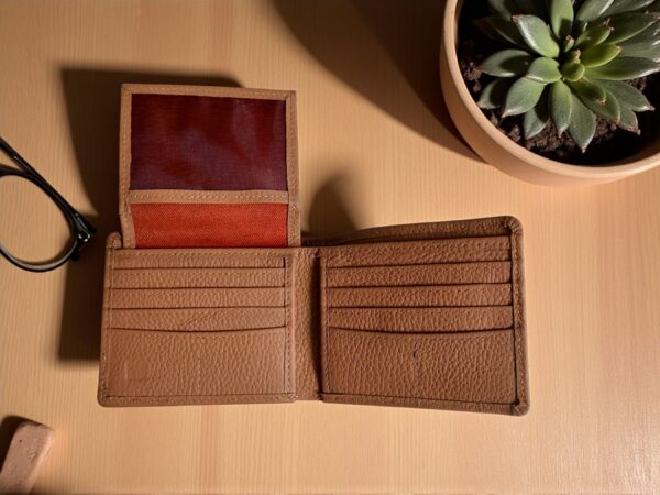 Men’s Genuine Leather Camel Brown & Card Slots Wallet with photo pocket & Hidden Pockets - Image 4