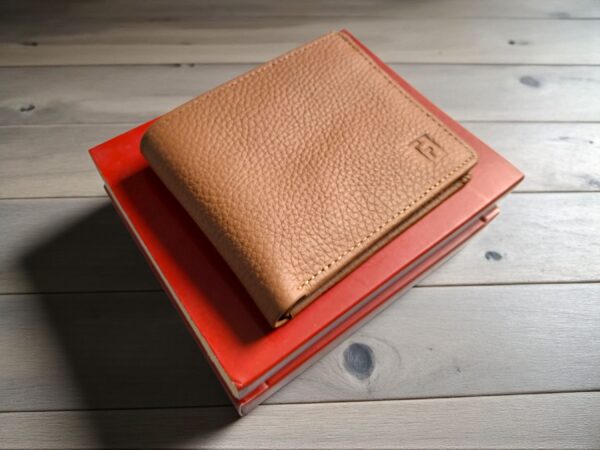 Men’s Genuine Leather Camel Brown & Card Slots Wallet with photo pocket & Hidden Pockets - Image 3