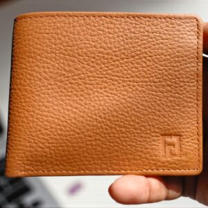 Men’s Genuine Leather Camel Brown & Card Slots Wallet with photo pocket & Hidden Pockets